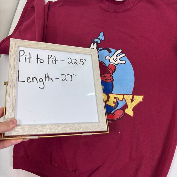 Vintage 90s Disney Goofy Crewneck Cartoon Pullover Hanes Sweatshirt Men's Large - Picture 9 of 9